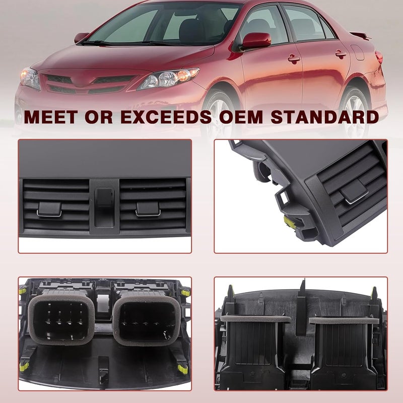ZONFANT Center Dash A/C Outlet Air Vent Panel And Upper Dashboard Cover Strips Trim Left & Right, Compatible With Toyota Vehicle 2008-2013 Corolla, Replace#55670-02160 55663-02060 55436-02150 - Image 4